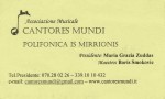 Biglietto da visita dei Cantores Mundi Biglietto da visita dei Cantores Mundi